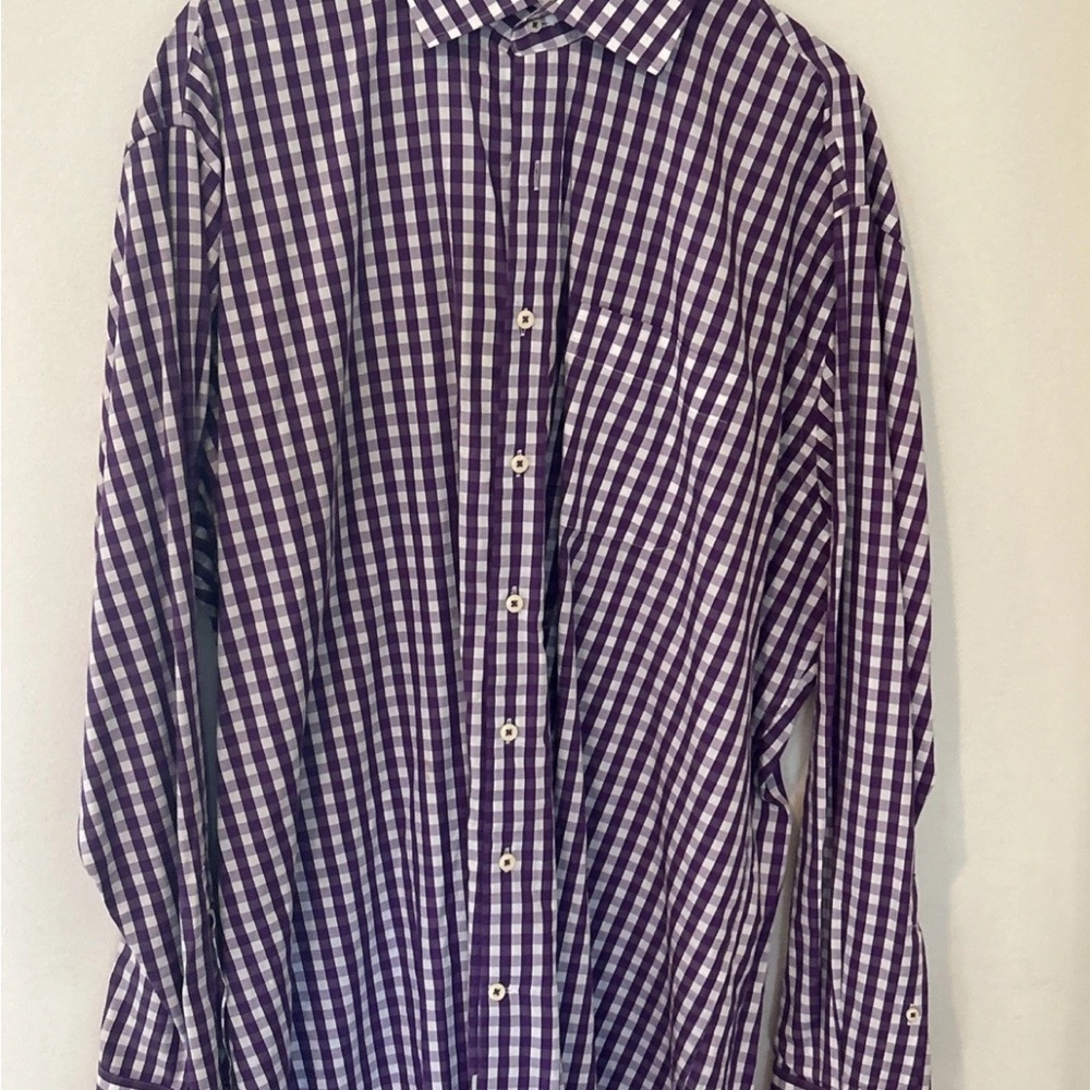 Peter Millar Purple Checkered Button Down Shirt